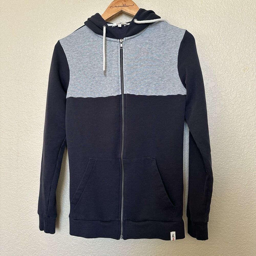 Red Bull Hoodie Blue Grey‎ Colorblock Mens Size Small Full Zip Sweatshirt